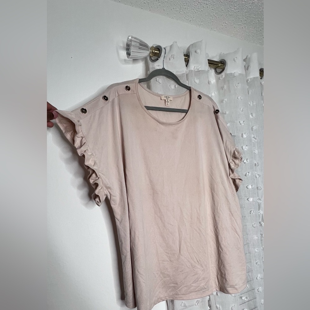 Cumo Blu Women's Ruffle Sleeve Top - Cream